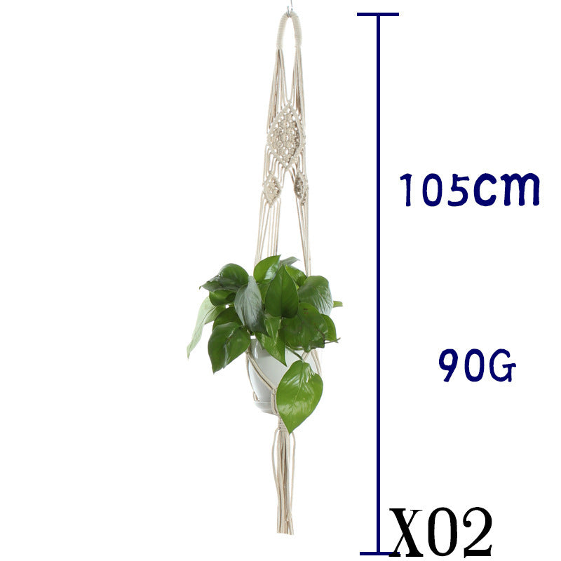 Beige Cotton Rope Plant Hanger: Indoor Hanging Basket Sling for Home Gardening