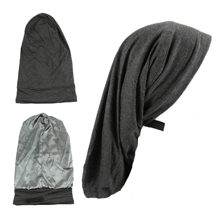 European and American Style Women's Satin Lined Long Nightcap - Adjustable Crown Design