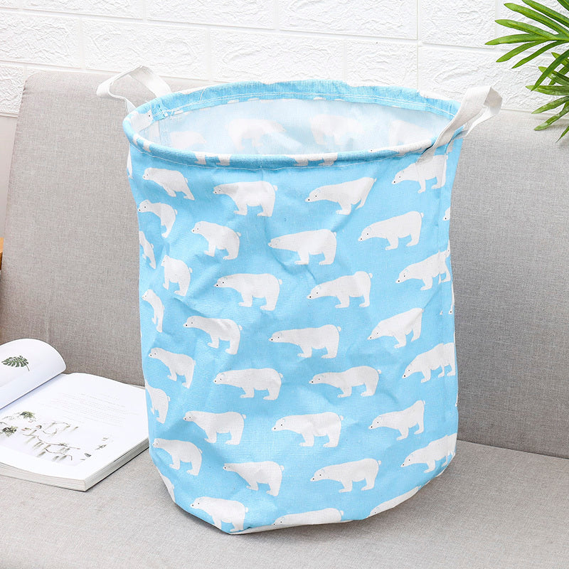 European Style Cotton and Linen Laundry Hamper - 34 * 42cm Household Cloth Dirty Clothes Basket