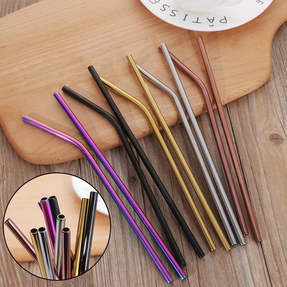 Colorful Reusable Stainless Steel Straws: Safe, Threaded Non-Slip Lines, Multiple Color Choices