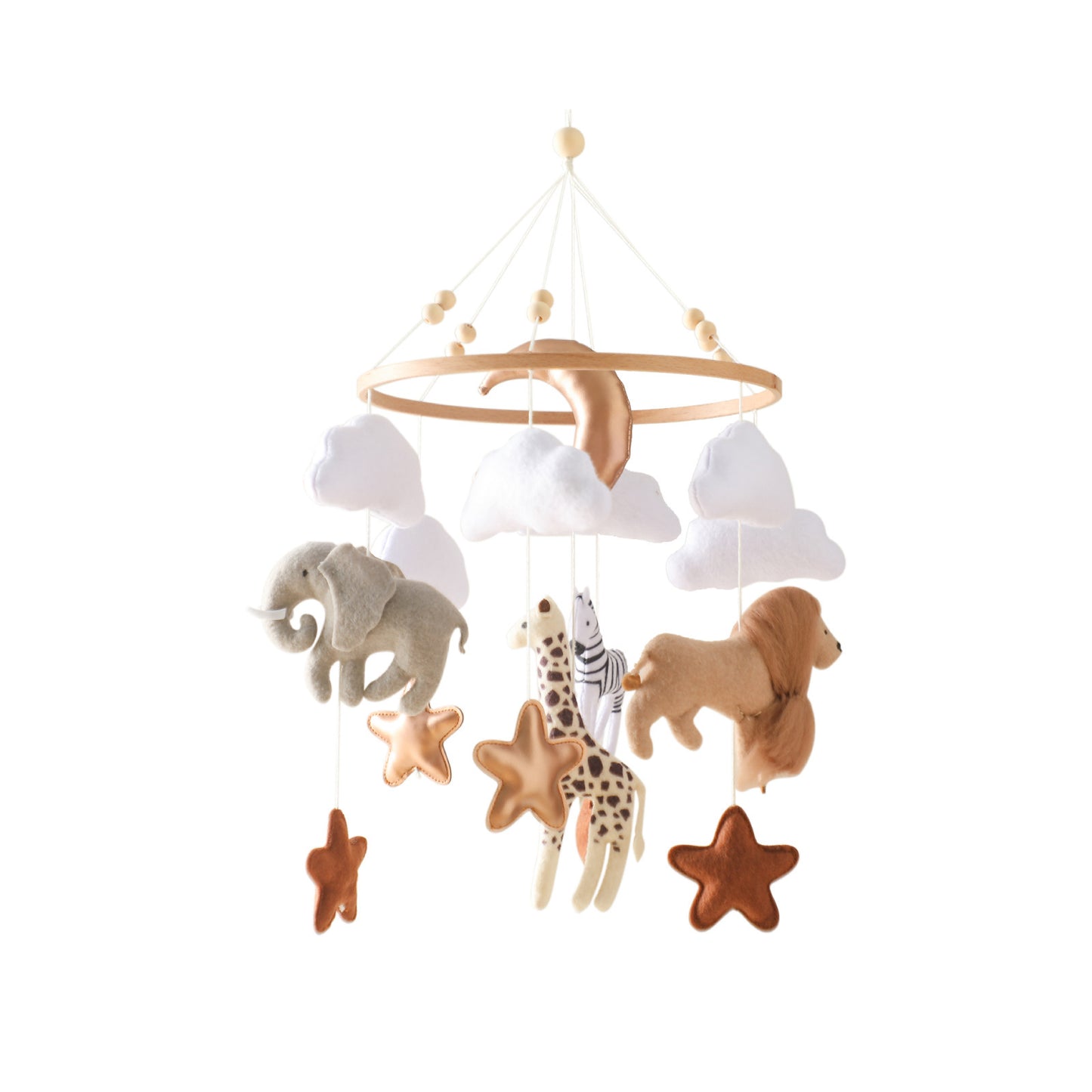 Felt Forest Animal Crib Decoration: Educational Hand-eye Coordination Toy for Baby with Wind Chimes