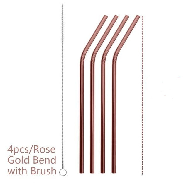 Colorful Reusable Stainless Steel Straws: Safe, Threaded Non-Slip Lines, Multiple Color Choices
