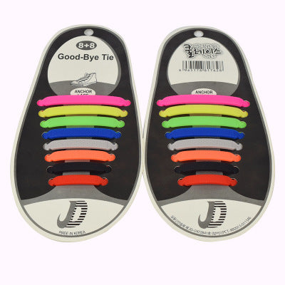 16pcs Silicone Elastic Shoe Laces: Colorful Design, High Quality Material - 10 Colors Available!