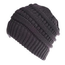Fashionable Mixed Color Knitted Ladies Ponytail Hat - Acrylic Wool Material