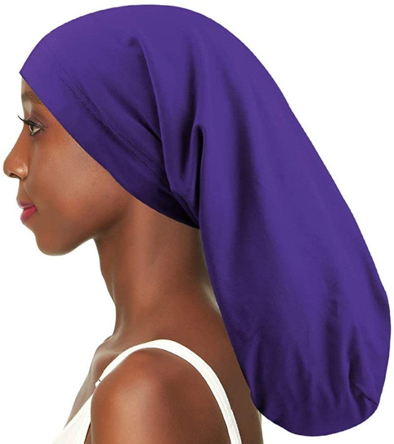 European and American Style Women's Satin Lined Long Nightcap - Adjustable Crown Design