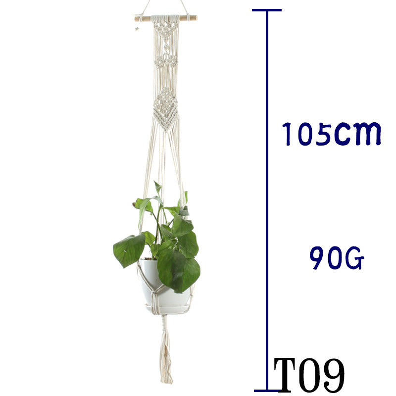 Beige Cotton Rope Plant Hanger: Indoor Hanging Basket Sling for Home Gardening