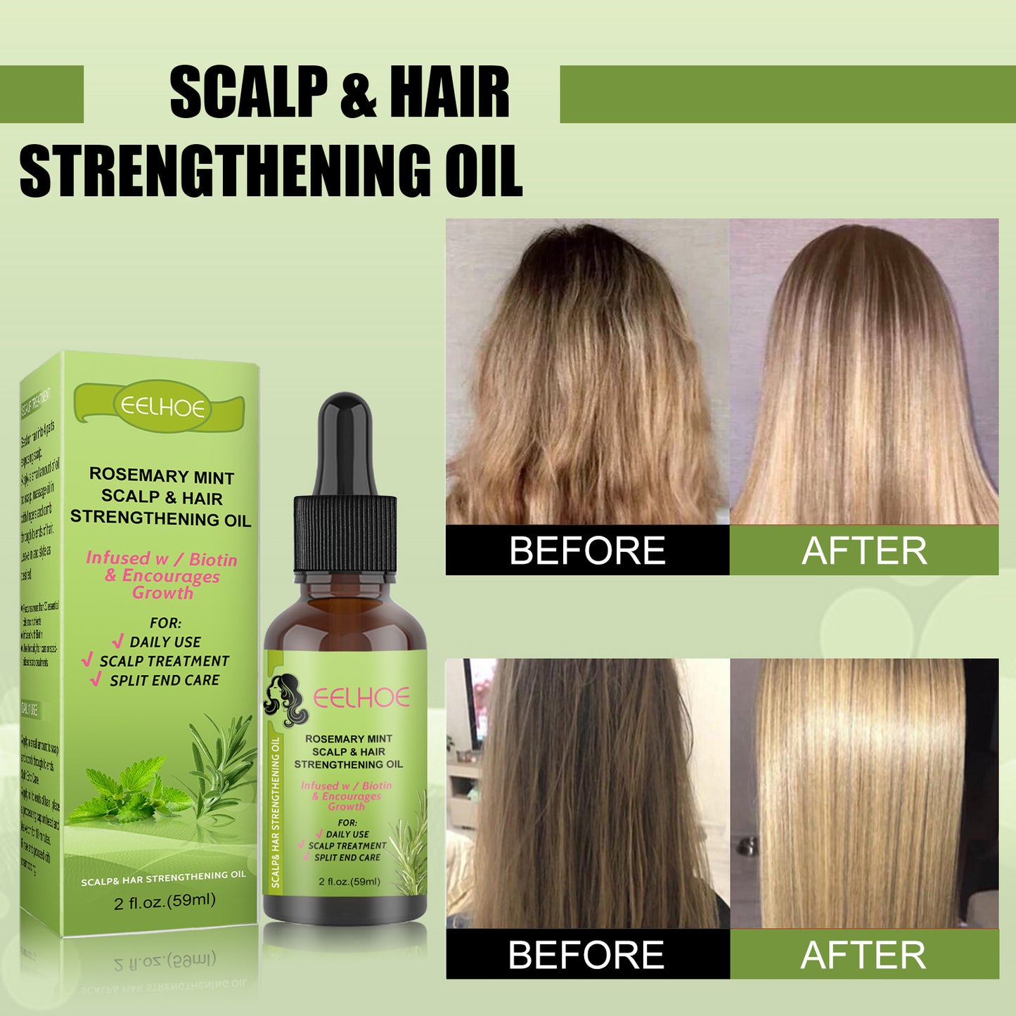 Rosemary Mint Hair Growth Fluid Scalp Massage Oil for Hair Growth - Nourishing Scalp Treatment