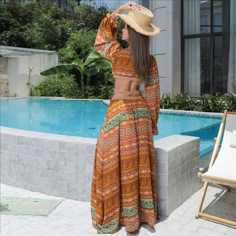 Flattering Orange Women's Stomach Cutouts Dress - Stunning Floral Details