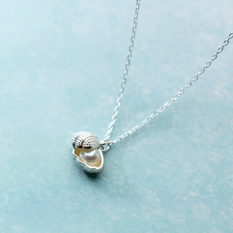 Women's Silver Pendant Necklace: Personalized Simple S925 Silver Shell Necklace For Women
