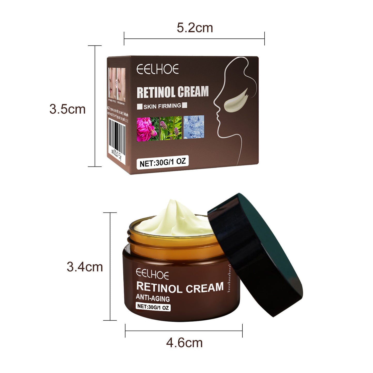Retinol Anti Aging Cream for Wrinkle Removal and Skin Firming with Hyaluronic Acid