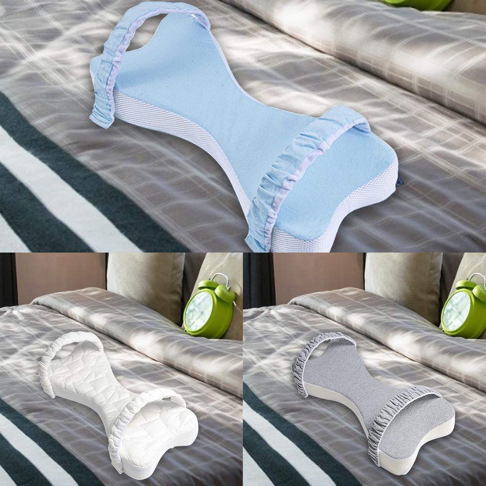 Ergonomic Memory Cotton Knee Pillow for Side Sleepers - Light Blue and Grey