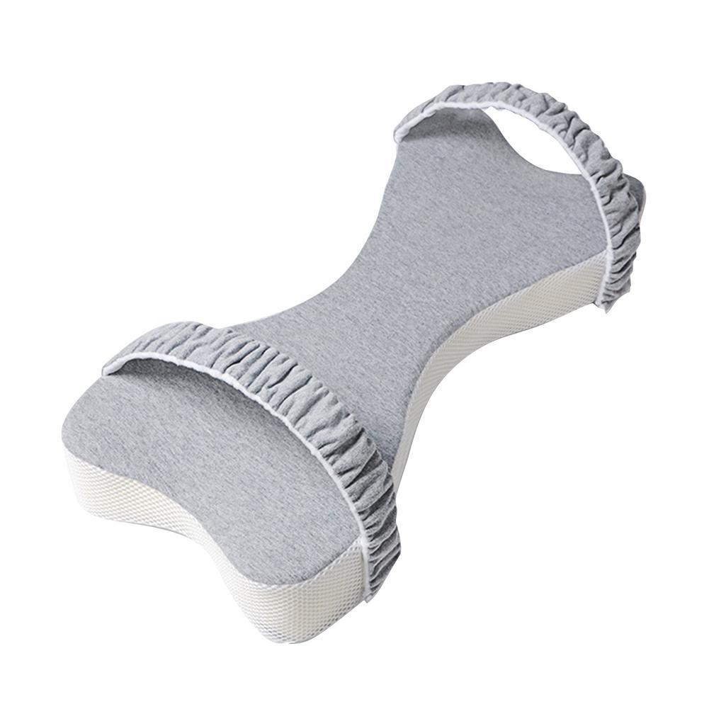 Ergonomic Memory Cotton Knee Pillow for Side Sleepers - Light Blue and Grey