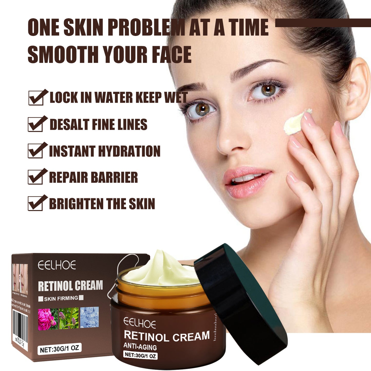 Retinol Anti Aging Cream for Wrinkle Removal and Skin Firming with Hyaluronic Acid