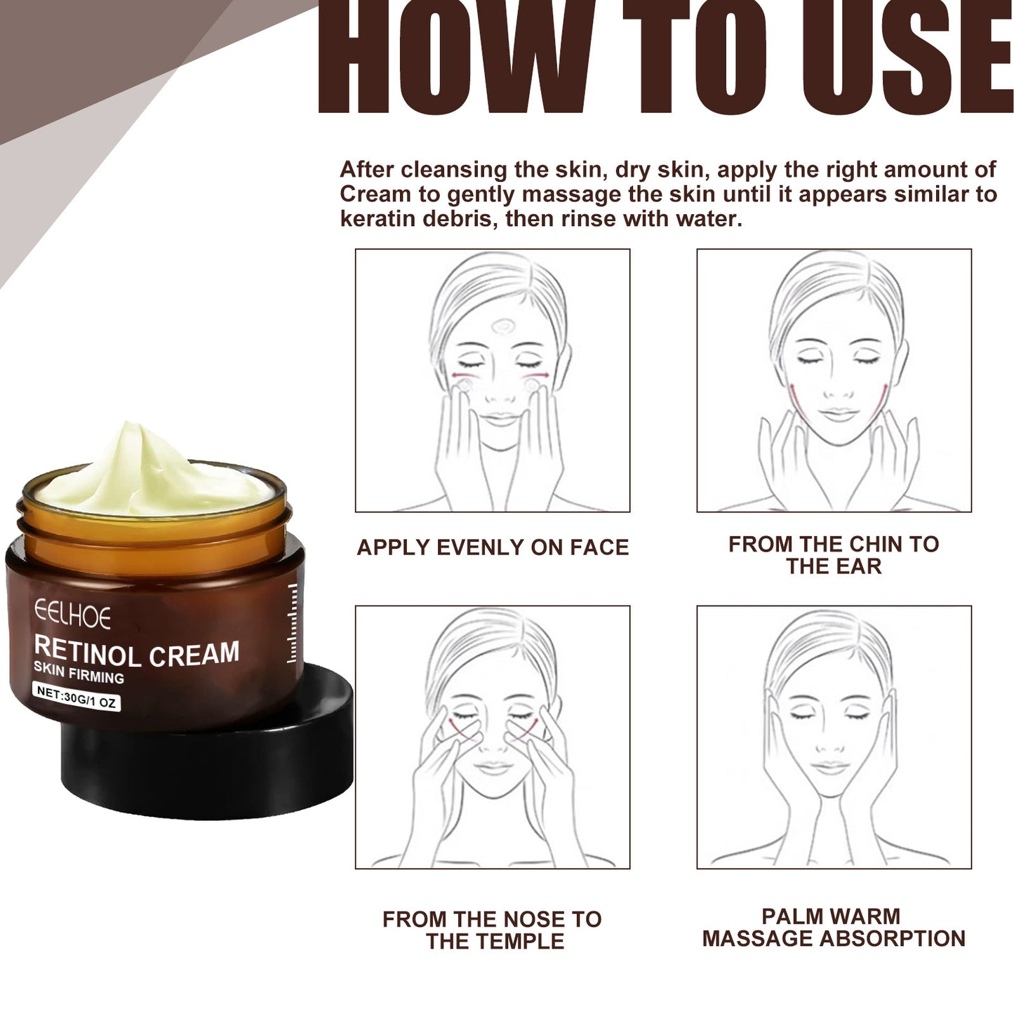 Retinol Anti Aging Cream for Wrinkle Removal and Skin Firming with Hyaluronic Acid