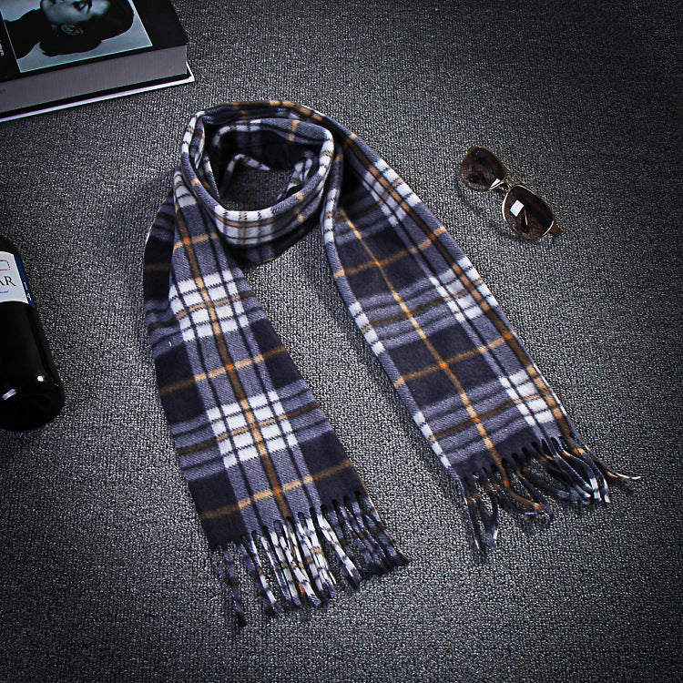 Handmade Autumn Winter Black White Plaid Plus-sized Men's Women's Scarf for Warmth - 50*165cm
