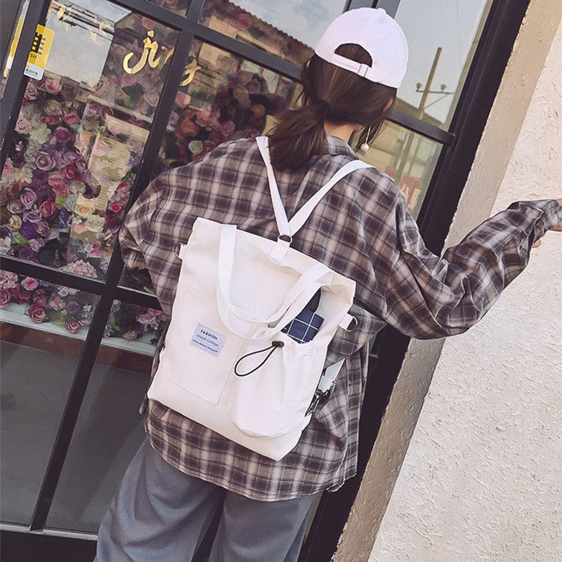 Unique Design Women's Preppy Buckpack Shoulder Bag: Harajuku Canvas Backpack