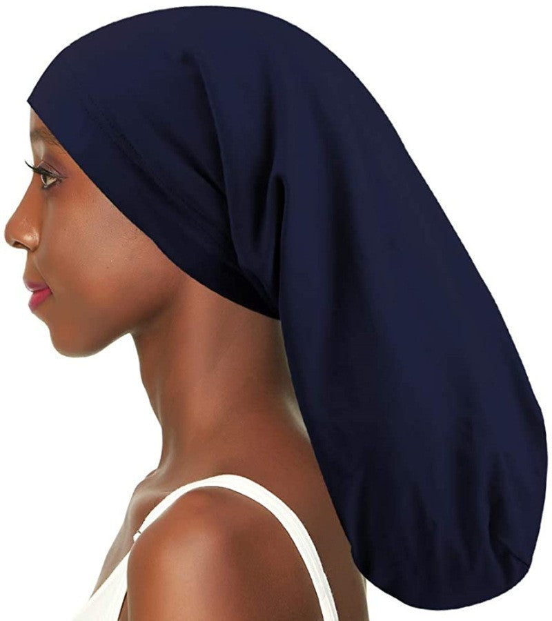 European and American Style Women's Satin Lined Long Nightcap - Adjustable Crown Design