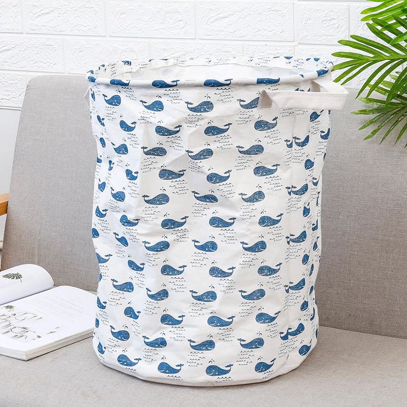European Style Cotton and Linen Laundry Hamper - 34 * 42cm Household Cloth Dirty Clothes Basket
