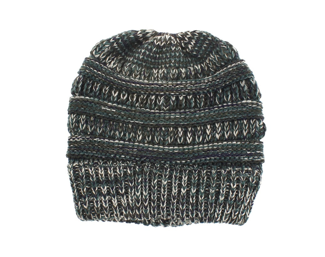 Fashionable Mixed Color Knitted Ladies Ponytail Hat - Acrylic Wool Material