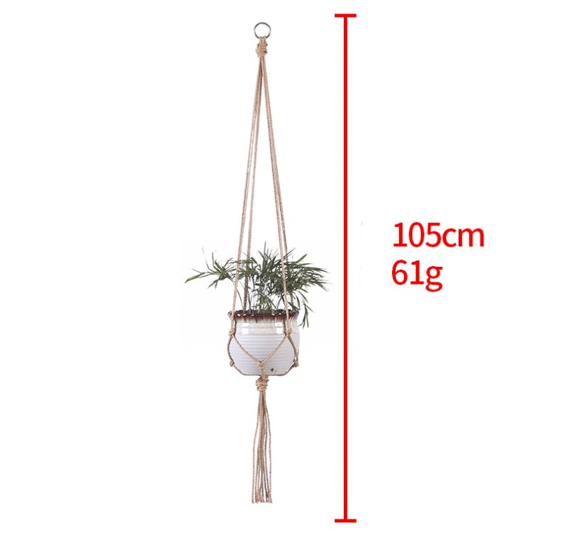 Hand-woven Cotton Rope Sling Basket for Home Gardening and Office Decor