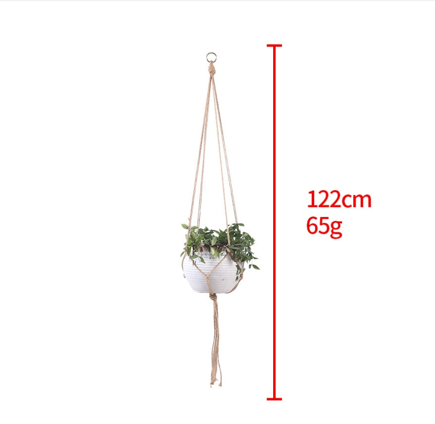 Hand-woven Cotton Rope Sling Basket for Home Gardening and Office Decor