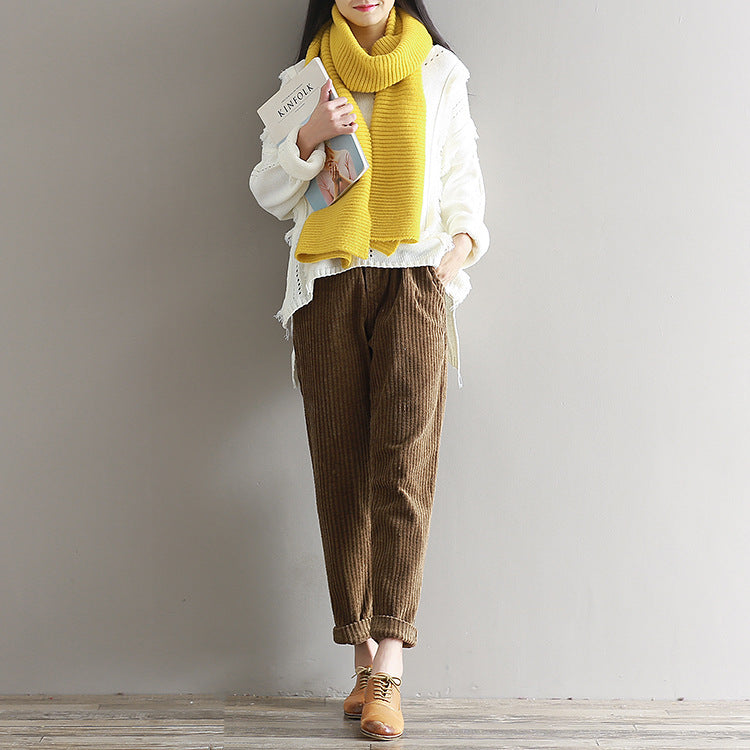 Comfortable Loose Fit Corduroy Trousers for Women | Casual Autumn Winter Pants