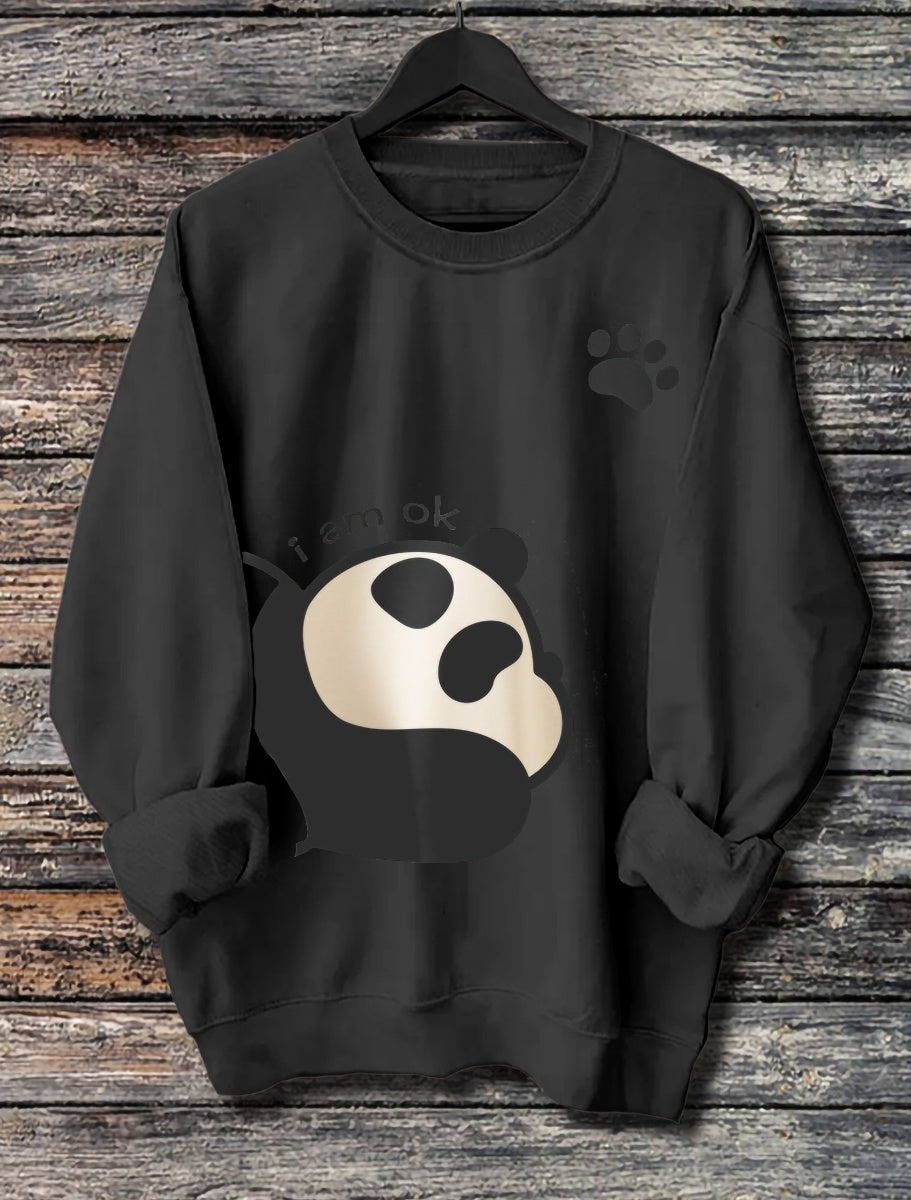 Women's Long Sleeved Panda Print Hoodie