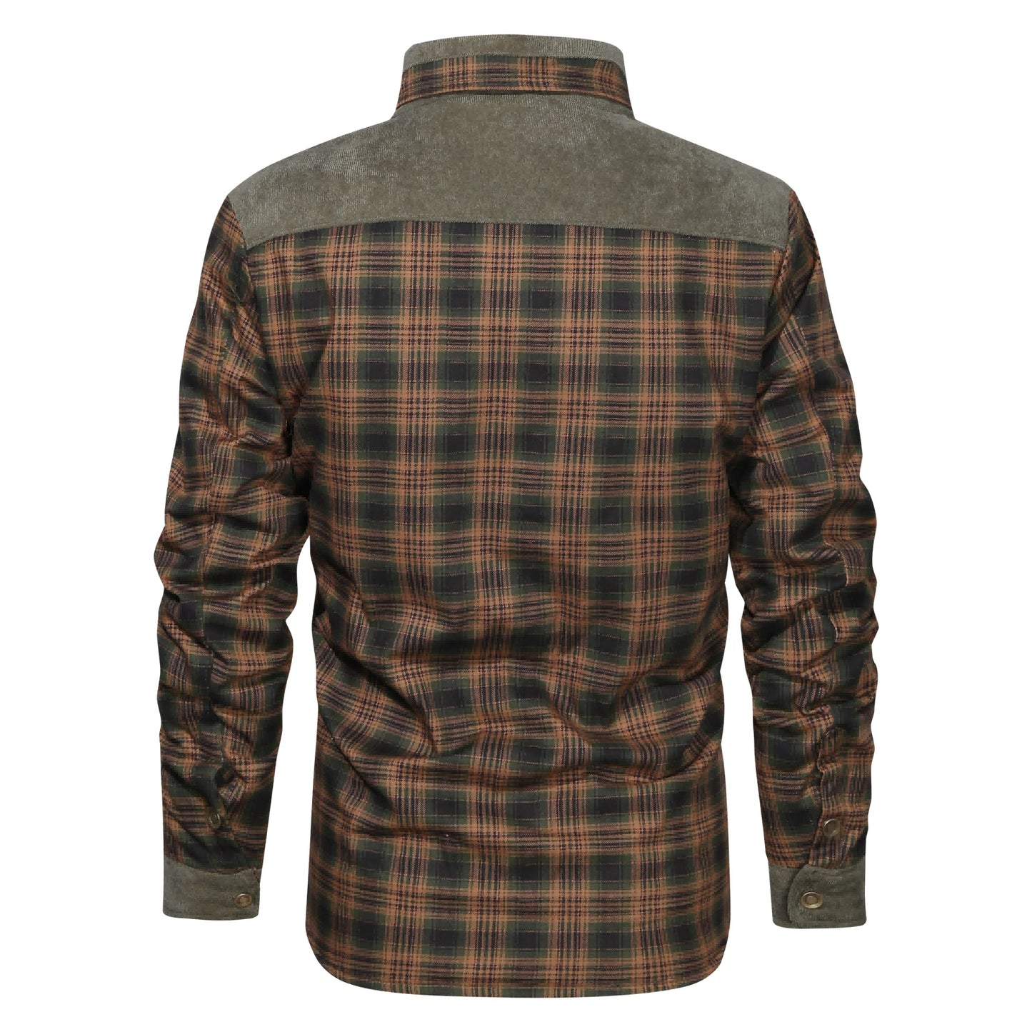 Thickened Shirt Jacket With Classic Plaid Fuzzy Fleece Lining Inside Design