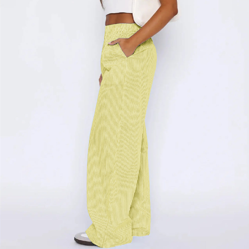 Fashion Casual Striped Trousers Striped Printed Wide Leg Trousers High Waist Loose Pants