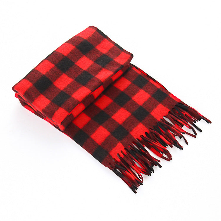 Autumn And Winter Black And White Plaid Plus-sized Thickening Thermal Men's And Women's Scarf