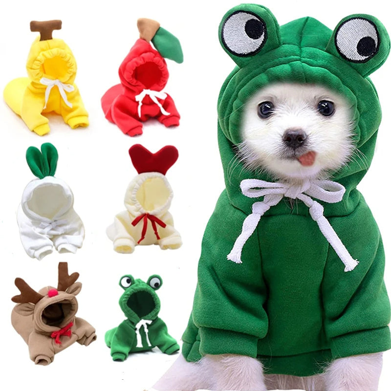 Cute Fruit Dog Hoodies for Small Dogs: Winter Warm Fleece Pet Clothing in Various Designs