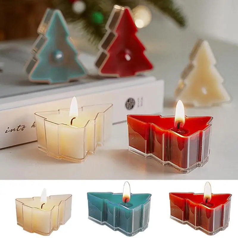 Christmas Tree Candles Christmas Ornaments Tea Lights Candle For Winter Christmas Party Small Scented Candles Accessories