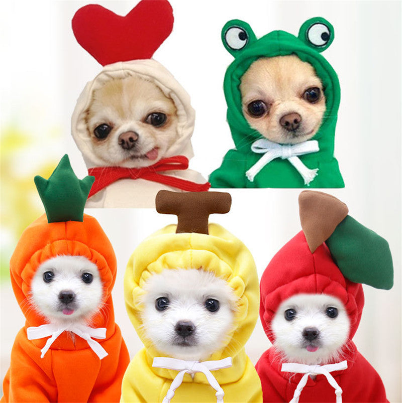 Cute Fruit Dog Hoodies for Small Dogs: Winter Warm Fleece Pet Clothing in Various Designs